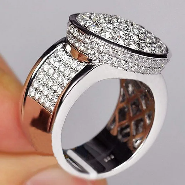 Ring M180 Высокое качество Серебряный цвет микро Pave CZ камень большие кольца для мужчин и женщин Роскошная сумочка-клатч круглой формы циркониевое кольцо ювелирные изделия Хип-хоп Z4M180 - Цвет основного камня: Ring M180
