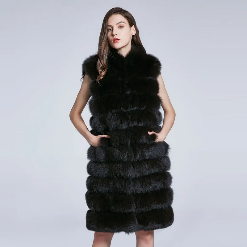 JKP Winter Women's Fox Fur Coat Genuine Leather Furry Overcoat Hem Removable Design Warm 2022 New Sleeves Removable Top enlarge