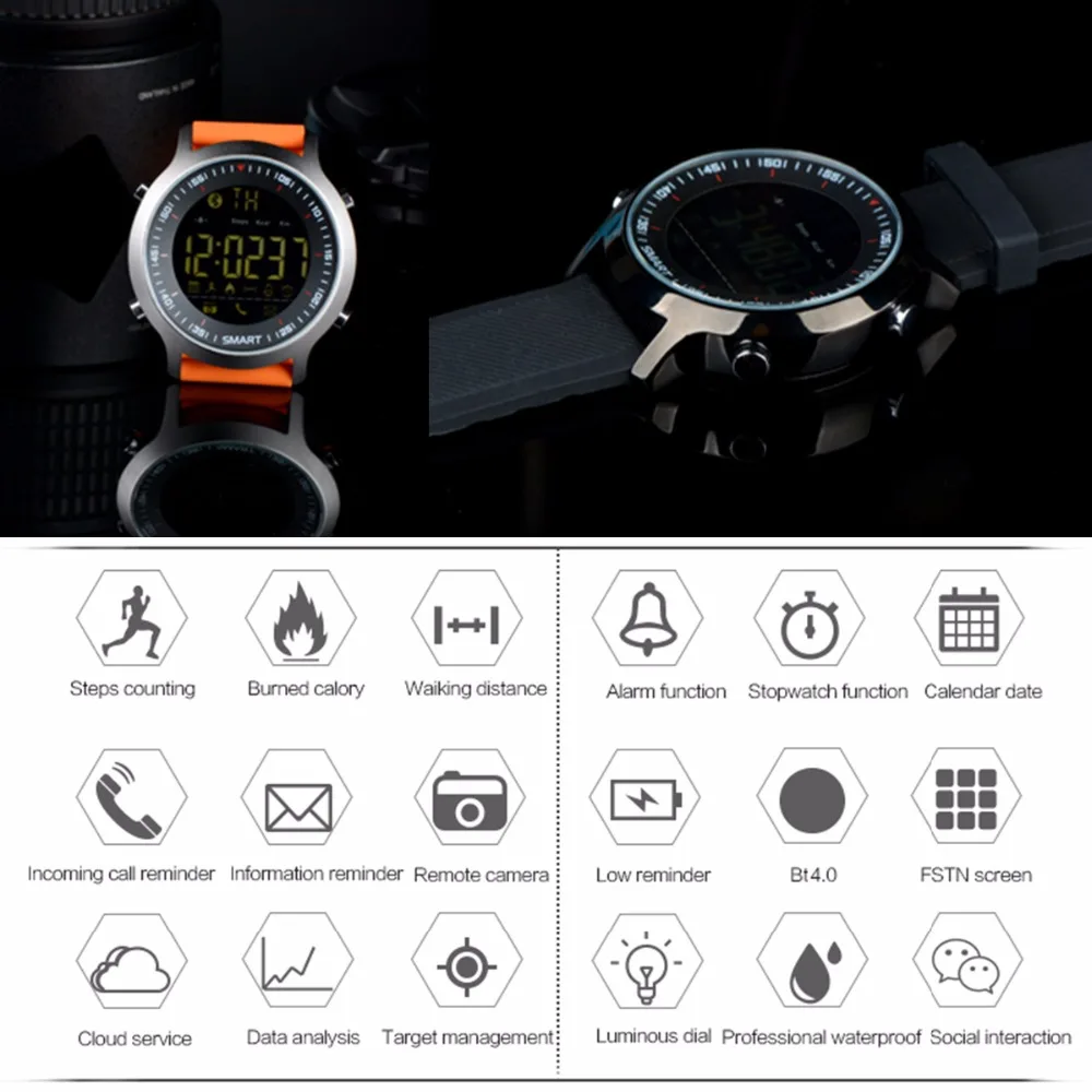SOONHUA EX18 Bluetooth водостойкие умные часы фитнес-трекер Шагомер Будильник Секундомер