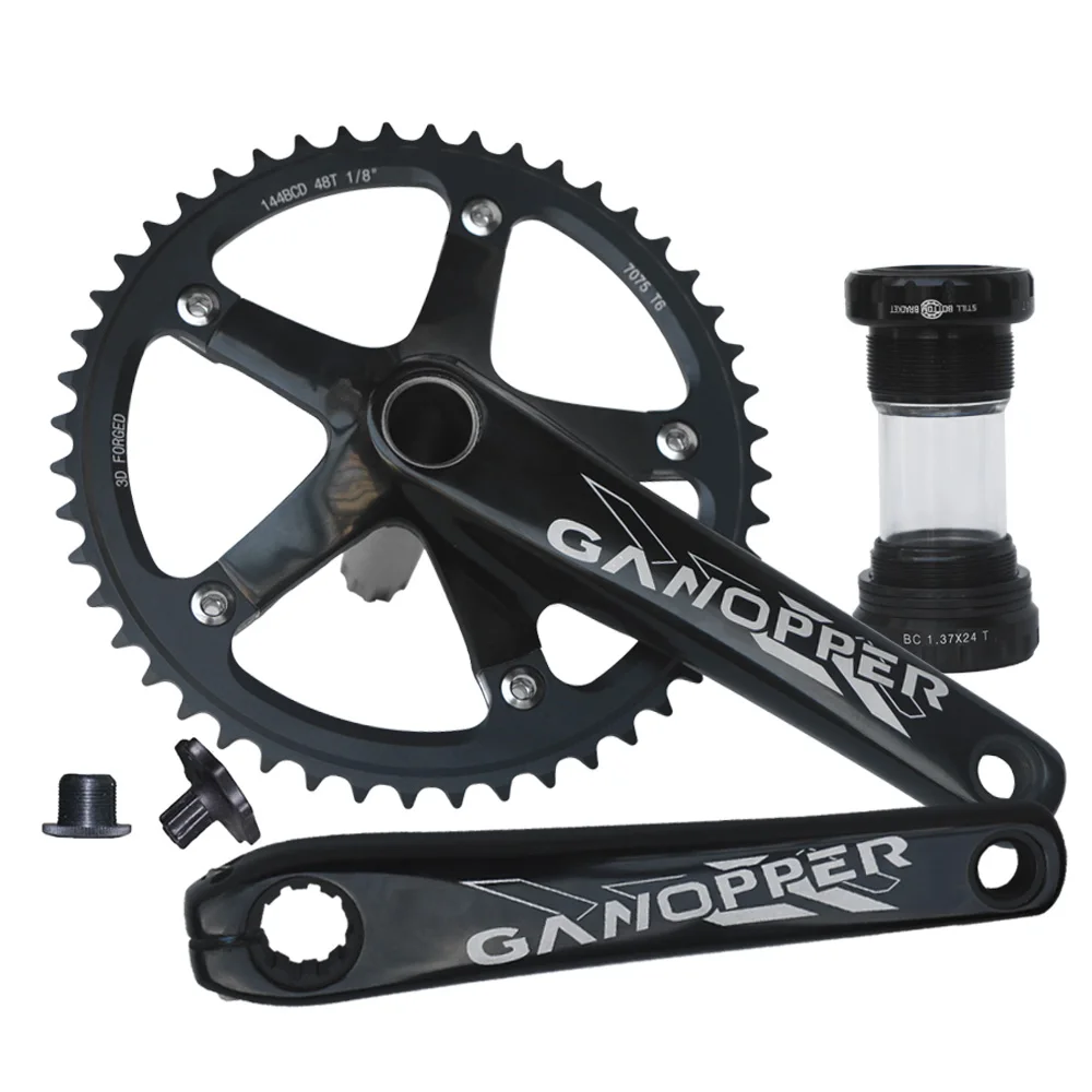 48T Crankset 48 Т один Скорость фиксированный Шестерни трек велосипед диаметра окружности болтов(175 мм подшипника 144 BCD 48 зубчатая пластина 1X системы шатун для дорожного велосипеда передняя Звездочка часть - Цвет: 48T Crankset