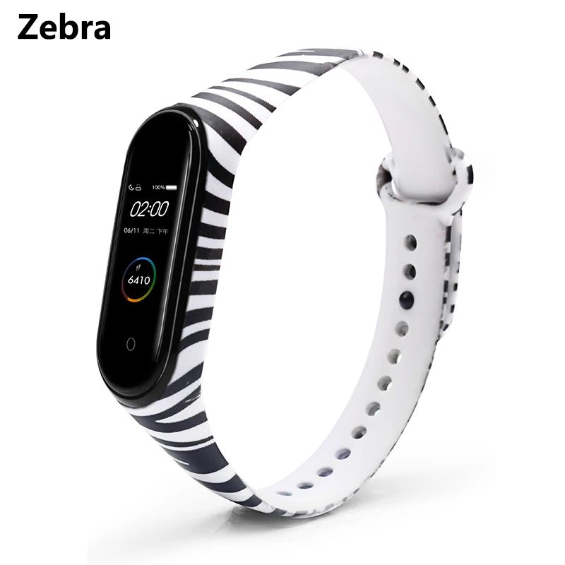 Zebra BOORUI Универсальный Miband 3 4 ремешок pulsera inteligente ремешок для xiaomi mi3 mi4 смарт-браслеты с разнообразными цветами - Цвет: Zebra