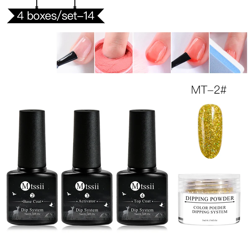 ZH02753 Mtssii система Погружения Набор для ногтей Holo Nail Art Dip порошок с Dip основой активатор жидкий гель цвет ногтей натуральный сухой без лампы - Цвет: ZH02753