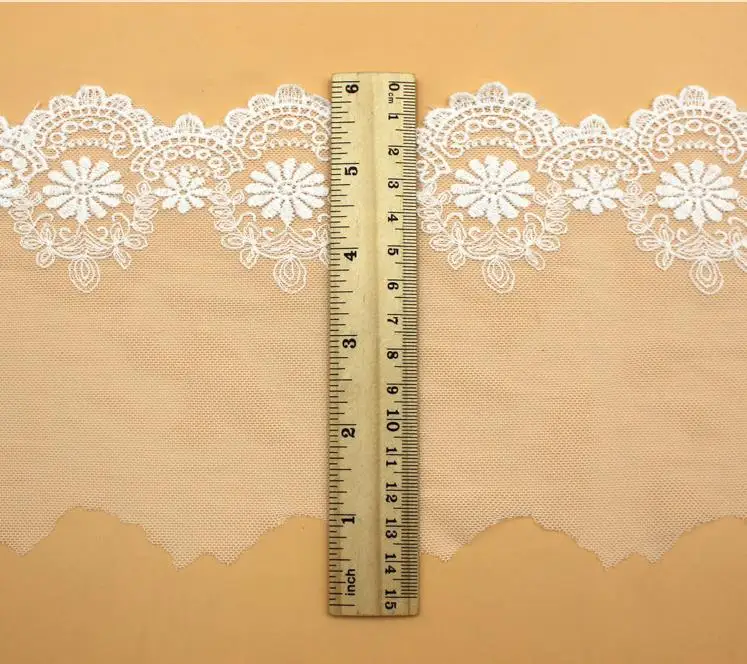 5 ярдов/лот Высокое качество diy аксессуары для одежды ручной работы Чистая кружево с хлопковой вышивкой ткань черная белая 13см кружевная отделка украшения