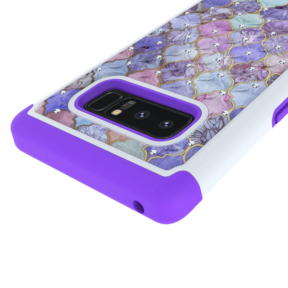 Nuomaofly Phone Case for Galaxy Note 8 Studded Crystal Armor Protective Back Cover Silicone Cases For Samsung |