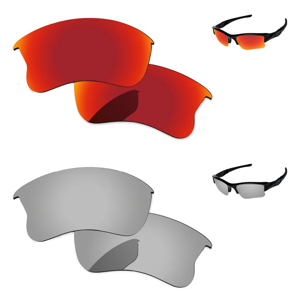 

Хромированные серебристые и красные 2 пары зеркальные поляризованные Сменные линзы для Flak Jacket XLJ солнцезащитные очки в оправе 100% UVA & UVB защит...