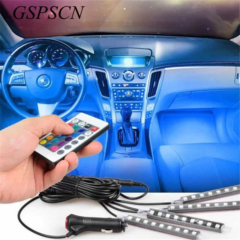 Автомобиль RGBW 4 шт. Светодиодные ленты с подсветкой окружающего света 16 Цвета