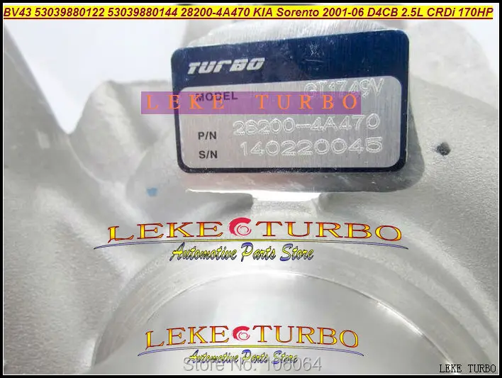 BV43 53039880122 53039700122 53039880144 53039700144 28200 4A470 282004A470 Turbo для KIA Sorento 2001 06 D4CB 2.5L CRDi 170HP|turbo turbo