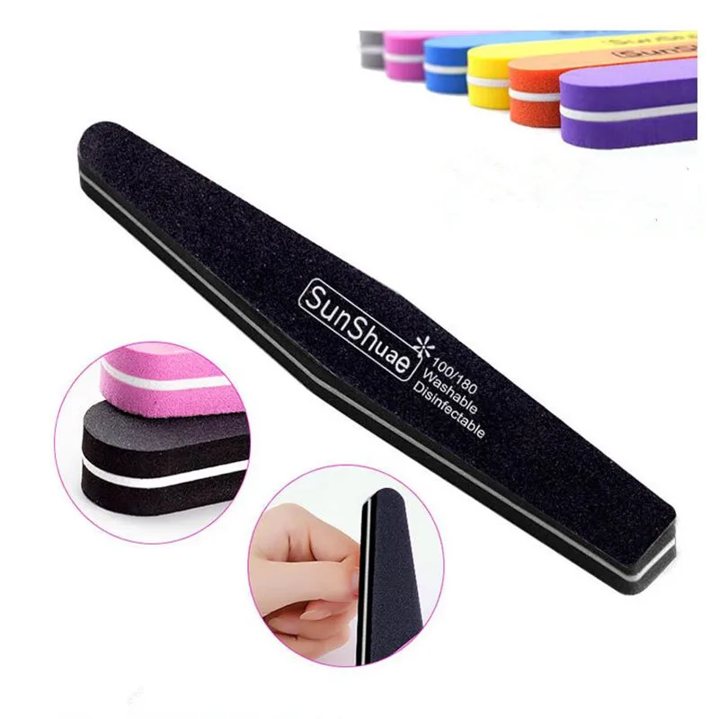 3 Pcs/lot Double Side 100/180 Sunshine Nail Files Buffer Buffing Manicure Pedicure Art Tool For Nails Decoration | Красота и здоровье