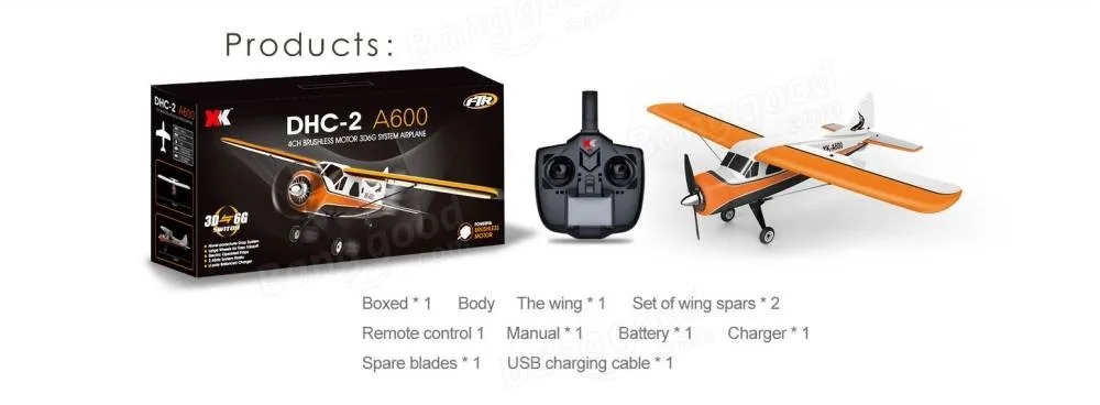 XK DHC-2 DHC2 A600 5CH 3D 6G Системы бесщеточный мотор RC самолет совместимый для Futaba в режиме RTF 1/2 прокатки