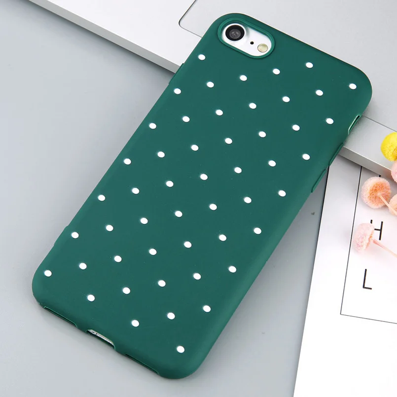 Green Чехол для телефона USLION с волнистыми точками для iPhone 11 Pro Max, винно-красный мягкий чехол из ТПУ в горошек для iPhone X XR XS Max 8 7 6 S Plus 5 S SE - Цвет: Green