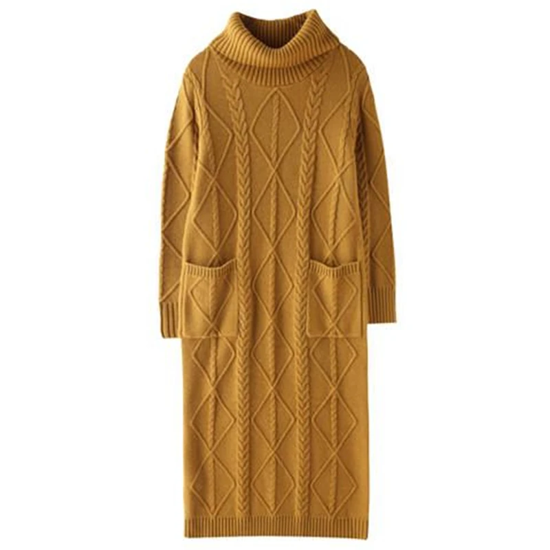 

2018 New Autumn Winter Turtleneck Knitting Women Fashion Long Sweater Dresses Female Warm Long Sleeve Plus Size 3XL Pullover F91