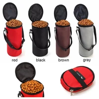 new collapsible pet bowl dog travel bowl high quality foldable pet hamster dry food container waterproof bag
