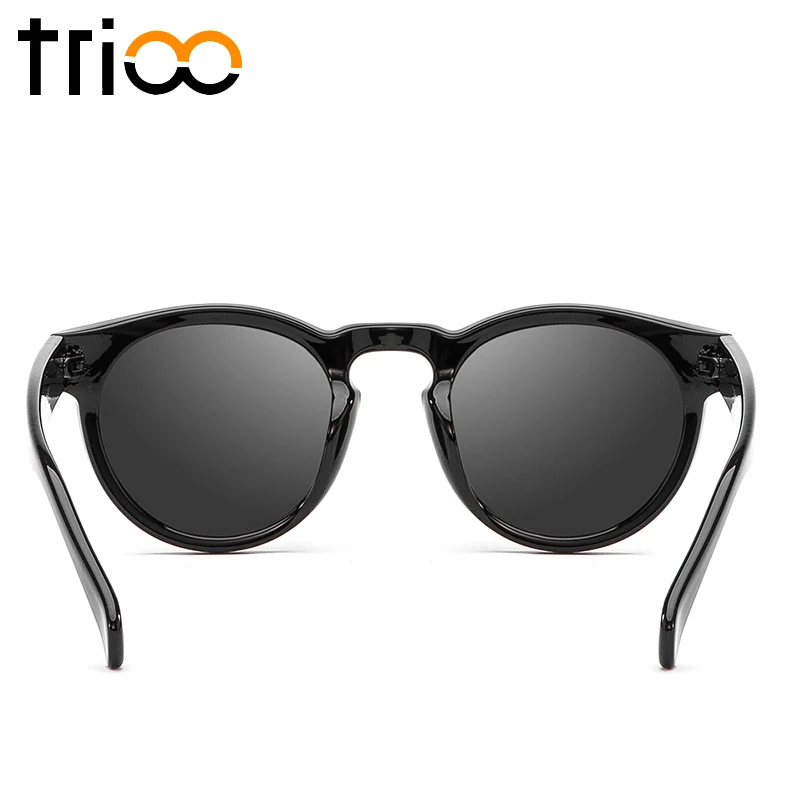 TRIOO маленький черный круглый Для женщин солнцезащитные очки в стиле ретро