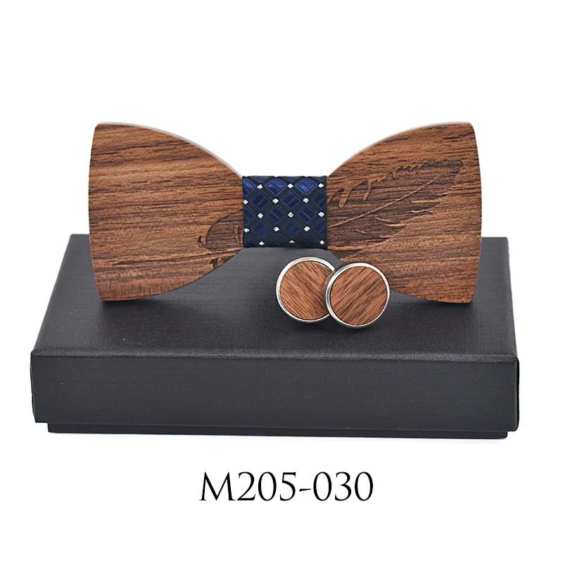 New 2018  Classic feather noble Wood Bow Ties for Mens Wedding Suits Wooden Bow Tie Butterfly Shape Bowknots images - 6