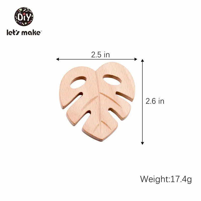 Детские Деревянные Зубные кольца Let's Make 2 шт. грызунки в форме листьев без