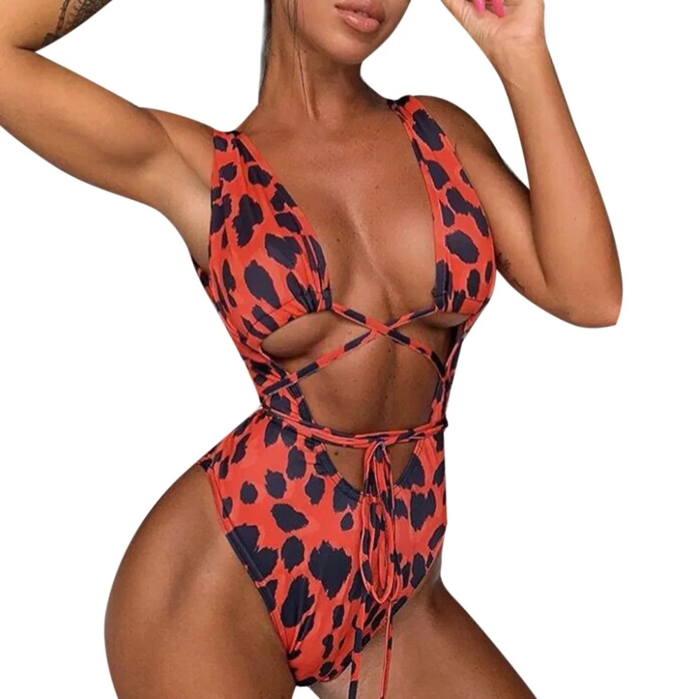 2019 сексуальный цельный купальник женский женские леопардовые стринги монокини с
