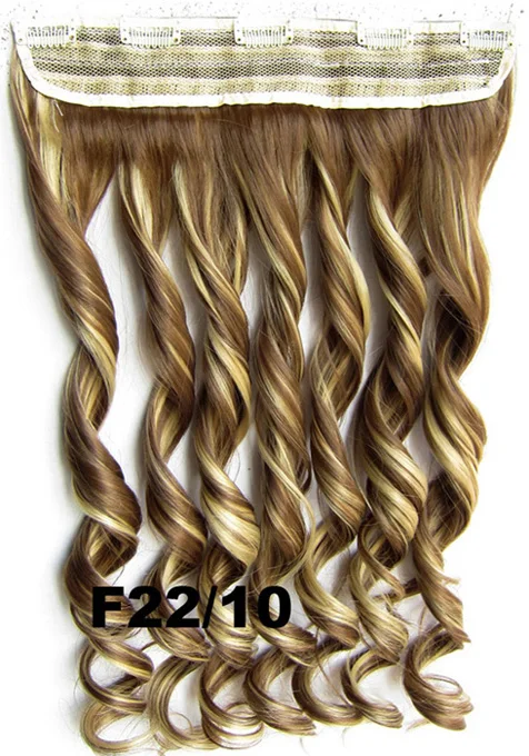 GS888 Color F22-10 Girlshow, 5 клипов, синтетические волосы для наращивания, волнистые, женский парик, волосы шиньон-хвост, 87 цветов, 130 г, 60 см, 1 шт - Цвет: GS888 Color F22-10