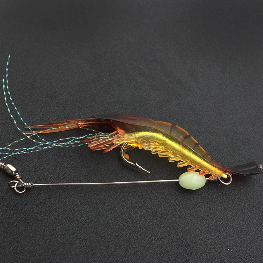 5 шт./лот Мягкая приманка для креветок розовая искусственная светящийся крючок и