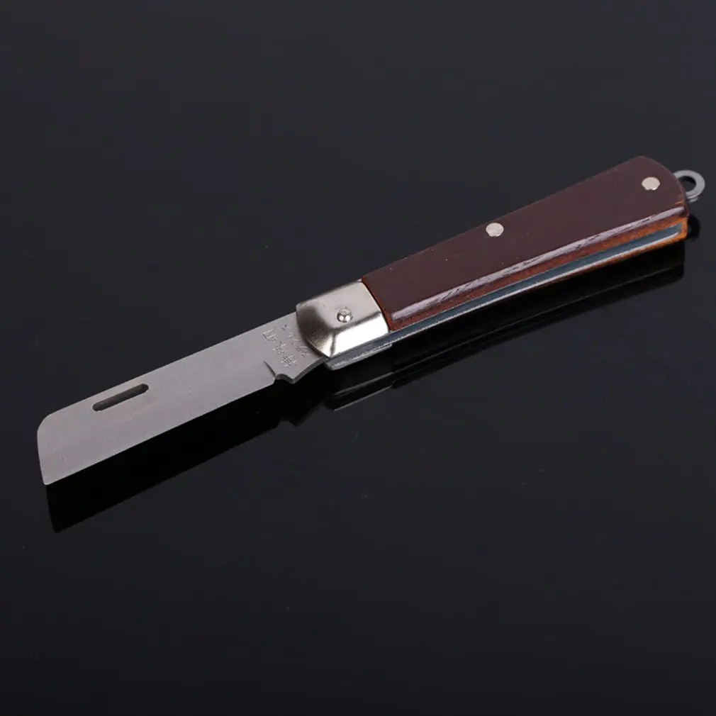 Electric knife with wooden handle straight Multifunction Cable wire stripping Folding and hooking for easy storage | Инструменты