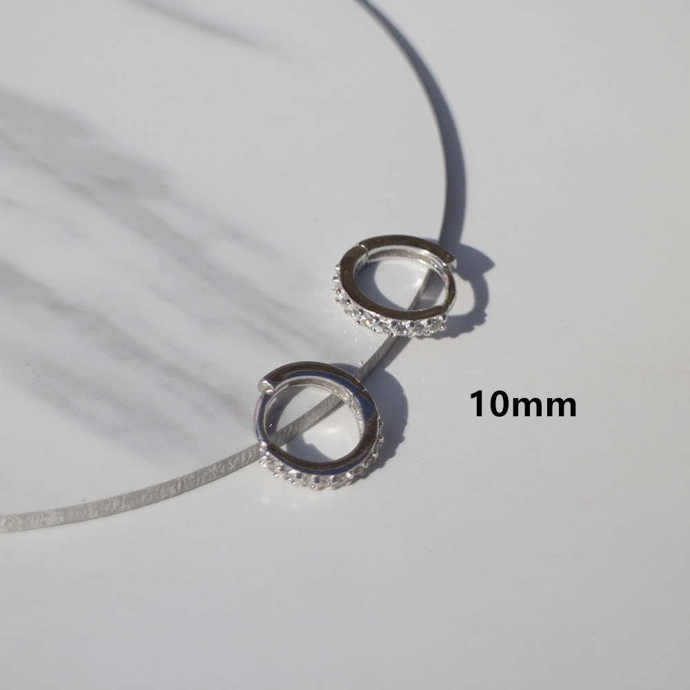 1 pair white 10mm Новые серьги из стерлингового серебра 925 пробы, модные маленькие серьги, кольцо для ушей, Пряжка для ушей, белые, черные, простые серебряные ювелирные изделия для девочек и мальчиков - Окраска металла: 1 pair white 10mm