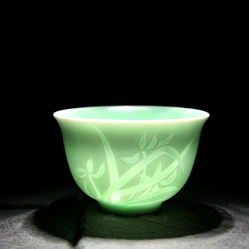 Креативная китайская керамическая чайная чашка Longquan Shadow Celadon Kong Fu китайские