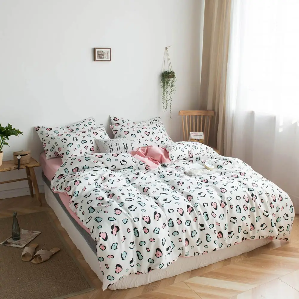 Pink Grey Yellow Hearts Bed Cover Duvet Cover Set Cotton Bedding Set Bedlinens Twin Queen King Flat Sheet Fitted Sheet