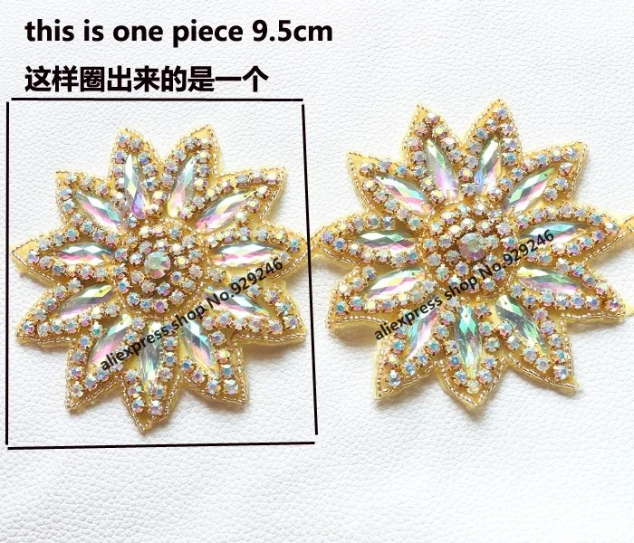 1 шт. круглая Цветочная Хрустальная Золотая розовая аппликация с плоской спинкой