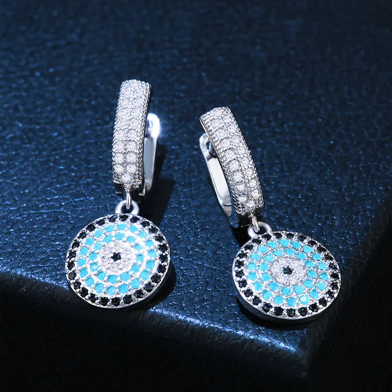 Sliver OCESRIO роскошные золотые 585 сглаза висячие серьги камень кубический цирконий Золотые женские висячие серьги модные вечерние ювелирные изделия ers-m96 - Окраска металла: Sliver