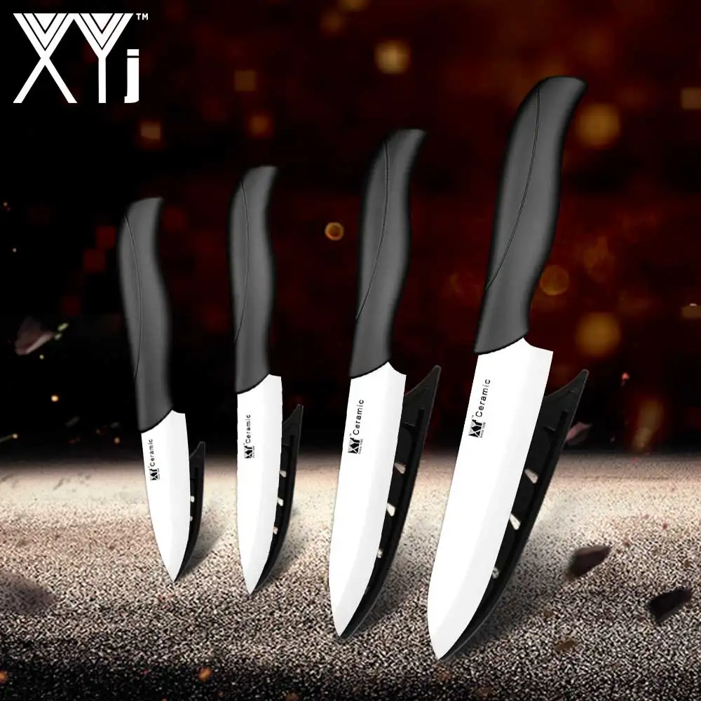 black white XYj кухонные ножи для дома, для жены, набор для приготовления пищи, циркониевый керамический нож " 4" " 6", нож для очистки овощей и фруктов - Цвет: black white