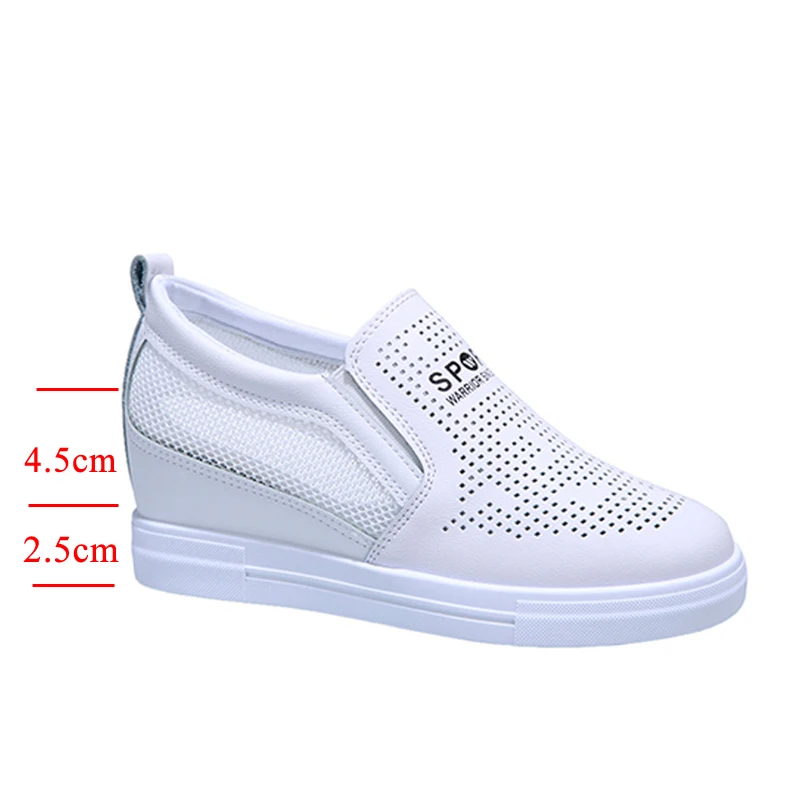 

New Fashion Sneakers Women Flats Casual Shoes for Women Creepers Breathable Slip on Hollow Wedges High Heels Flat Platform Shoes
