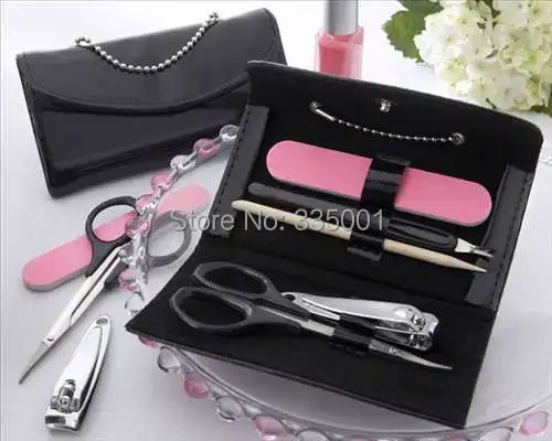 

wedding bridal shower favors gift for guest -- Little Black Purse Patent-Leather Five-Piece Manicure Set party giveaways 20sets