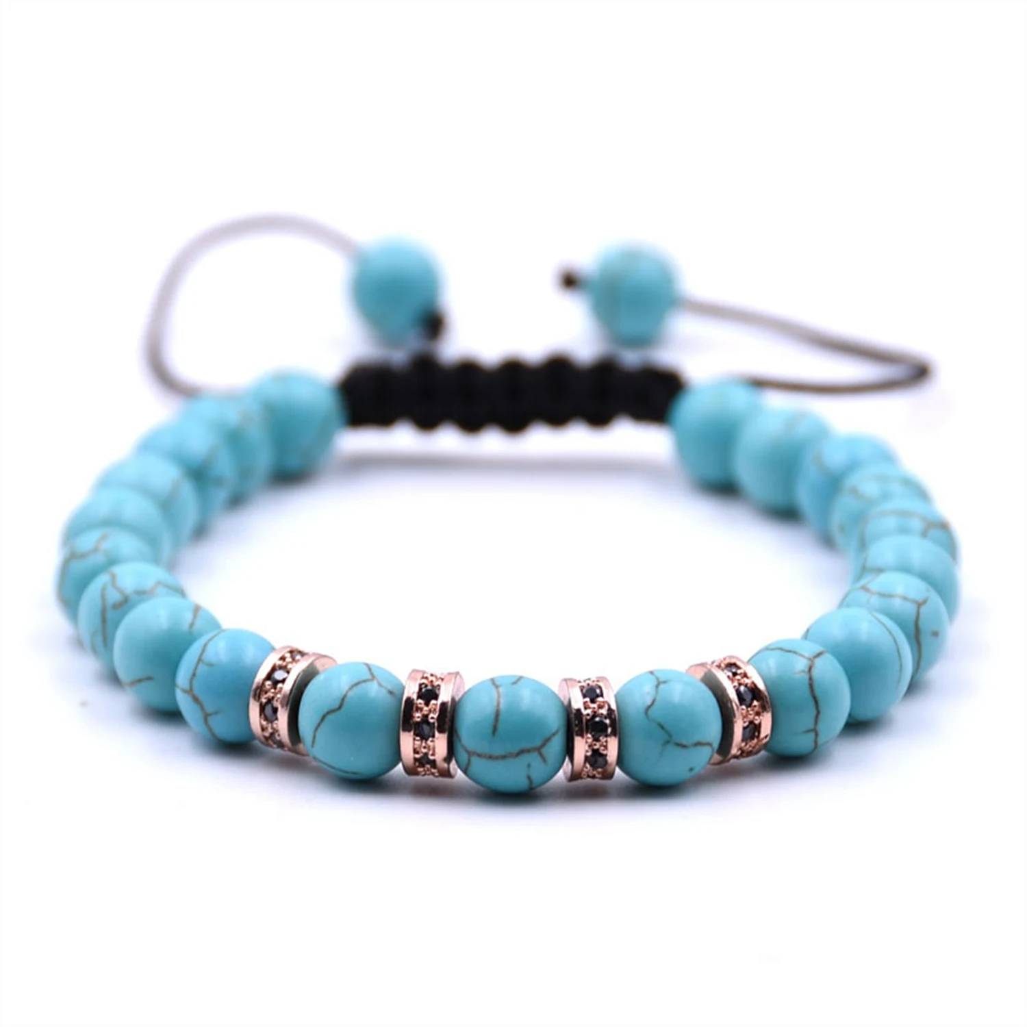 Fashion Volcanic Stone Charm Bracelet Men's 8mm Handmade Natural  Bead  Women's Accessories Pulseira hombres