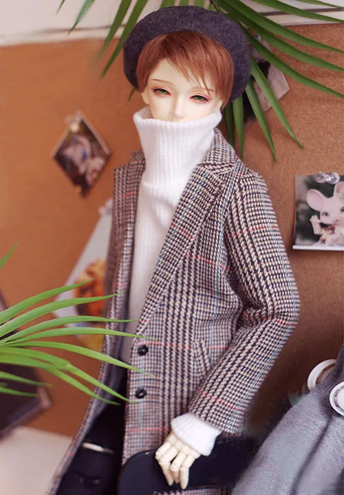 BJD Одежда для куклы SD13 uncle SD17 три или четыре минуты MSD шерстяное клетчатое пальто коричневого и зеленого цвета Длинная ветровка аксессуары для куклы - Цвет: Коричневый