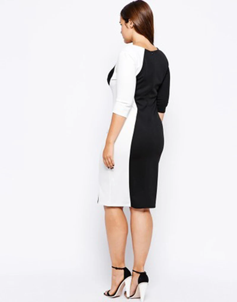 Женское винтажное платье-карандаш офисное облегающее с о-вырезом большого