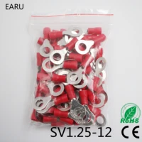 rv1 25 12 red 22 16awg 0 5 1 5mm2 insulated ring terminal connector cable wire connector 100pcs circular terminal rv1 12 rv