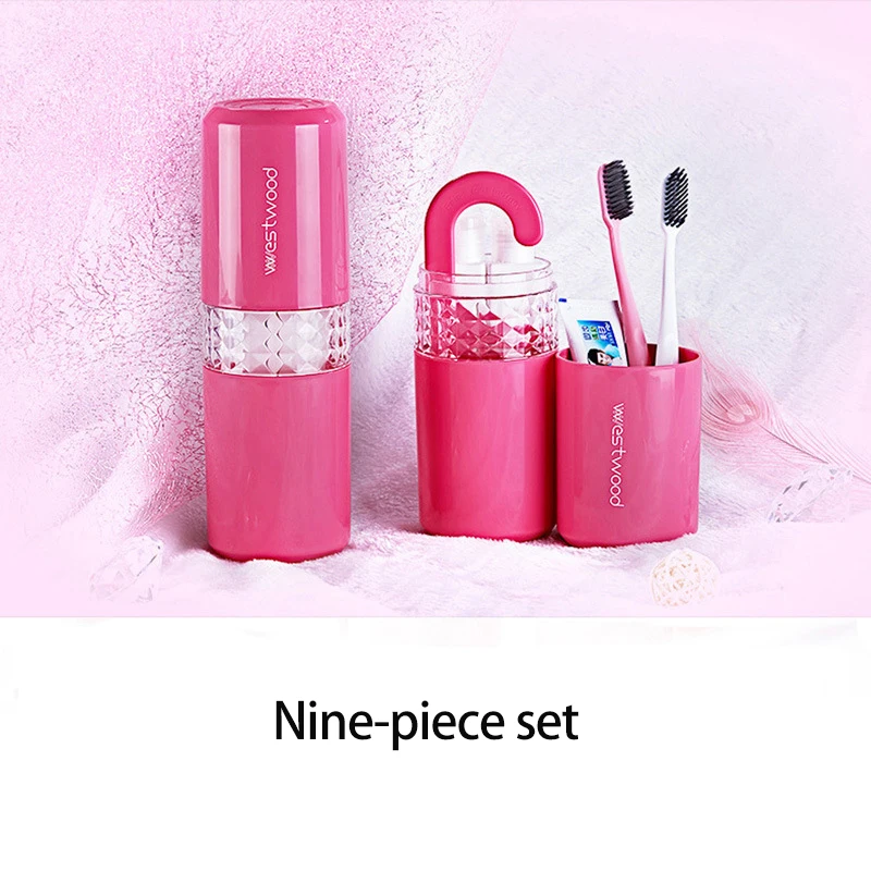 Red-9pcs ONEUP дорожный набор для мытья, портативная зубная паста, зубная щетка, коробка для хранения расчесок, дорожные туалетные принадлежности, аксессуары для ванной комнаты на открытом воздухе, наборы - Цвет: Red-9pcs
