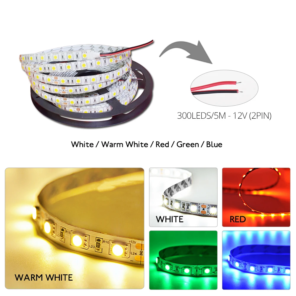 Foxanon RGB СВЕТОДИОДНАЯ лента SMD 5050 5 м 300LED DC12V гибкий свет RGBWW светодиоды Диодная для