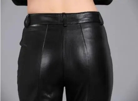 S-4XL HOT New Genuine leather sheepskin trousers women's Korean fashion slim pants female Plus size Pencil | Женская одежда