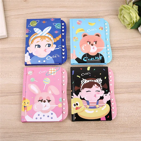 Random Kawaii милый бумажный блокнот с замком мультяшный детский планировщик Органайзер для мальчиков и девочек личный дорожный дневник журнал записная книжка канцелярские принадлежности - Цвет: Random