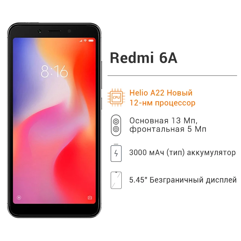 Глобальная версия Оригинальный Xiaomi Redmi 6A 6 2 GB Оперативная память 32 ГБ Встроенная
