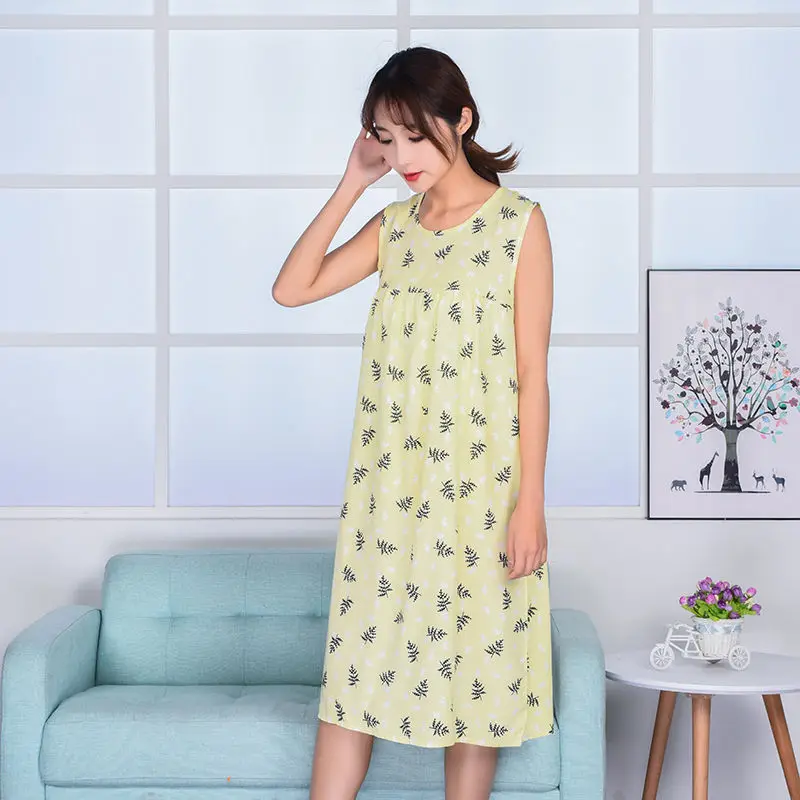 Style 2 Хлопковая ночная рубашка для беременных женщин, без рукавов, домашняя пижама для мамы, Сексуальная Домашняя одежда с принтом, свободный размер, Студенческая Пижама - Цвет: Style 2