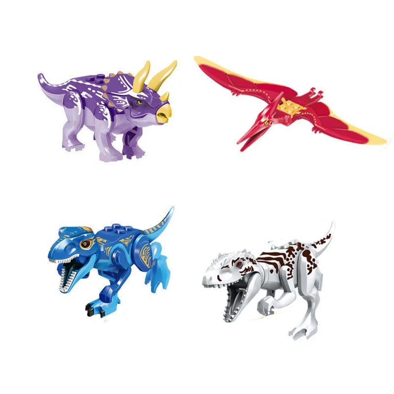 8pcs/lot Dinosaurs of Jurassic Action Toys Figure Amine World Movie Toy DIY Building Blocks Sets Model Kids Collection Gifts | Игрушки и