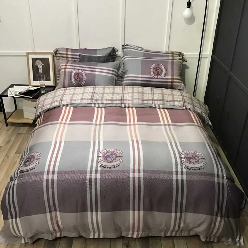 Горячие геометрический решетки постельное белье зима одеяла простыня наволочка