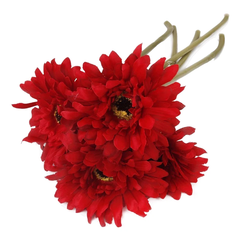 

5 pieces of artificial flowers Gerbera Gaensebluemchen Red