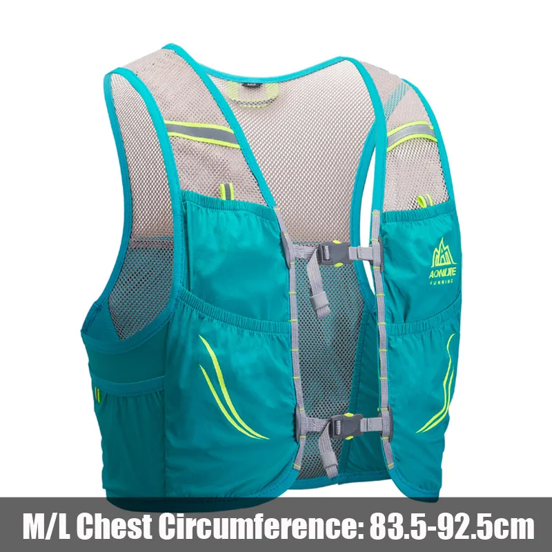 Turquoise ML AONIJIE мужской женский рюкзак для бега 2,5 л легкий поход Гонки Велоспорт водоотталкивающий для марафонов жилет рюкзак дополнительная бутылка - Цвет: Turquoise ML