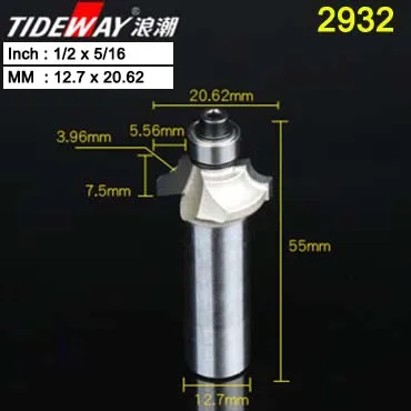 Zminzidao1.2X5.16 Tideway над фреза для отделки кромки бит 1/" 1/2" хвостовик фреза для дерева прямой конец насадка-триммер для промывания и подравнивания Бисероплетение бит - Длина режущей кромки: Zminzidao1.2X5.16
