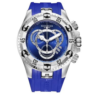 Reef Tiger Aurora Serier RGA303-2 мужские спортивные большие часы водонепроницаемые кварцевые наручные часы с хронографом большой циферблат-розовое золото - Цвет: p10