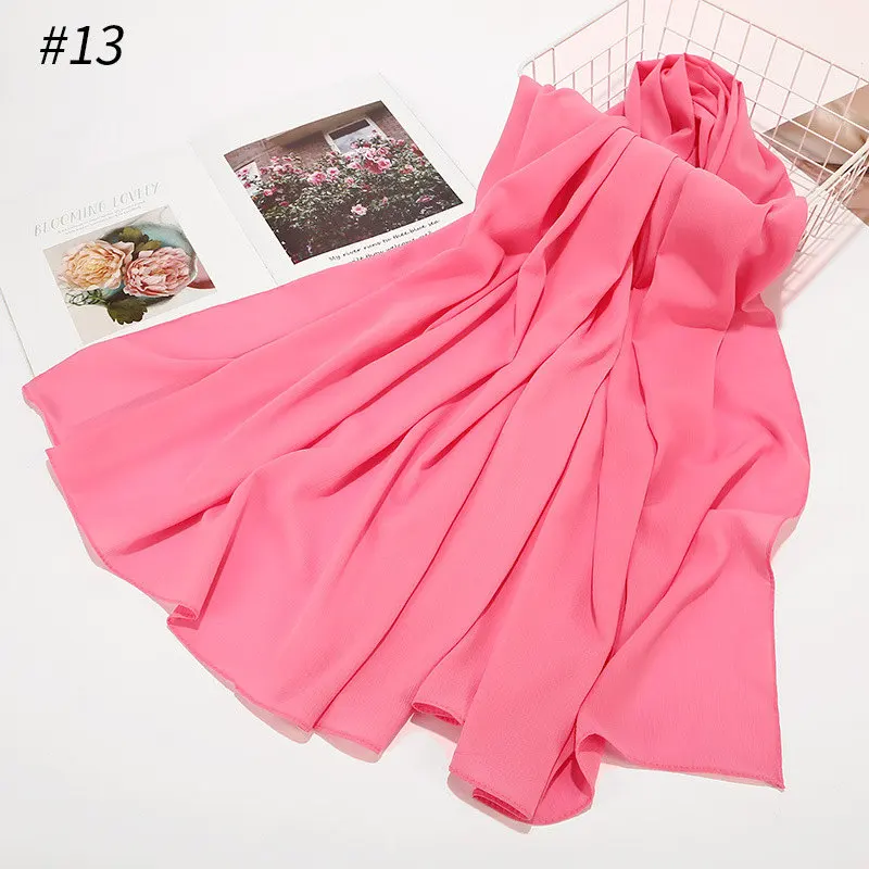 13 72*177cm muslim women bubble crinkle chiffon hijab scarf foulard femme musulman shawl islamic headscarf clothing Arab head scarf - Цвет: 13