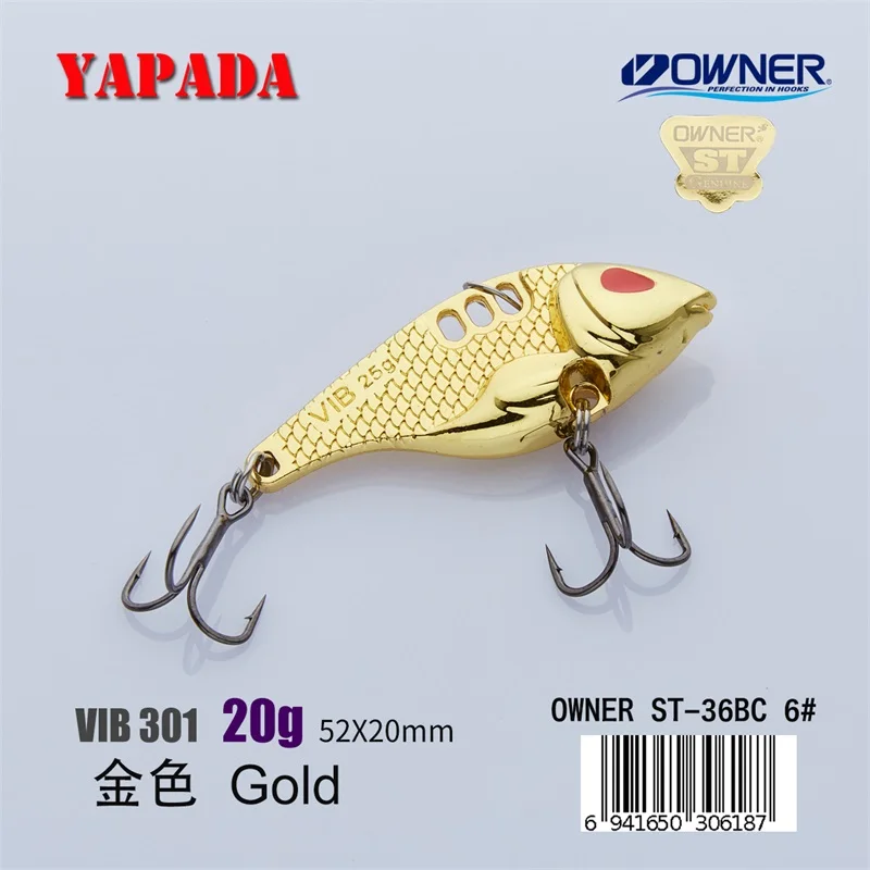 YAPADA VIB 301 Tycoon 20 г/25 г Держатель тройной крючок 52-55 мм перо многоцветный цинковый сплав металл VIB рыболовные приманки - Цвет: Gold 20g