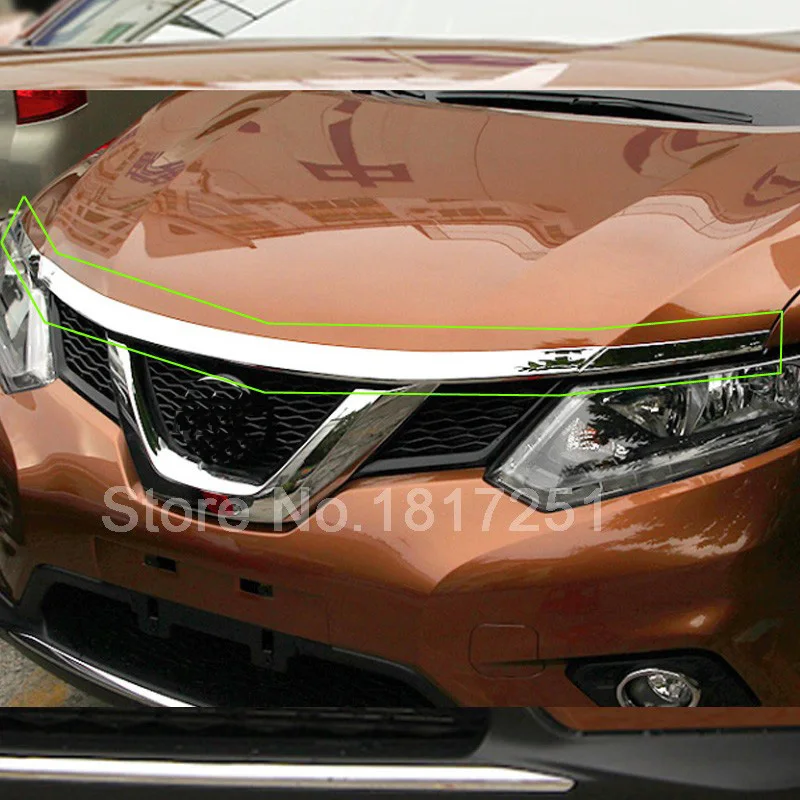 Для Nissan X-Trail T32 Rogue Хромированная передняя крышка капота для гриля капота отделка автомобиля аксессуары для укладки 3 шт